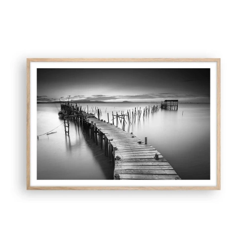 Een poster in een licht eiken lijst - De rust van een vergeten kust - 91x61 cm