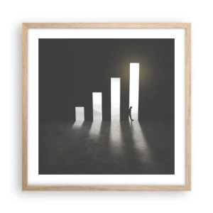 Een poster in een licht eiken lijst - Succes - impressie - 50x50 cm