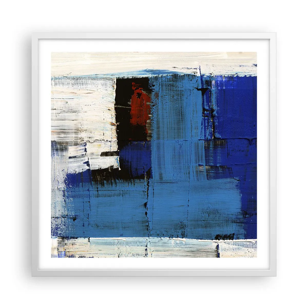 Poster in een witte lijst - Het geheim van blauw - 60x60 cm