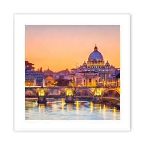 Poster - Zonsondergang boven de Eeuwige Stad - 40x40 cm
