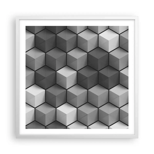 Poster in een witte lijst - Kubistische puzzel - 60x60 cm