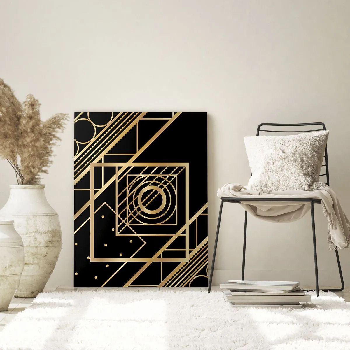 Schilderen op glas - Gouden geometrie - 50x70 cm