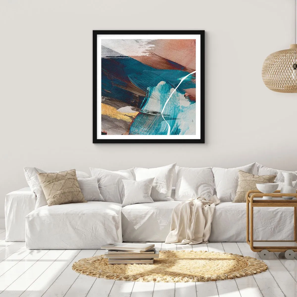 Poster in een zwarte lijst - Met panache en energie - 60x60 cm