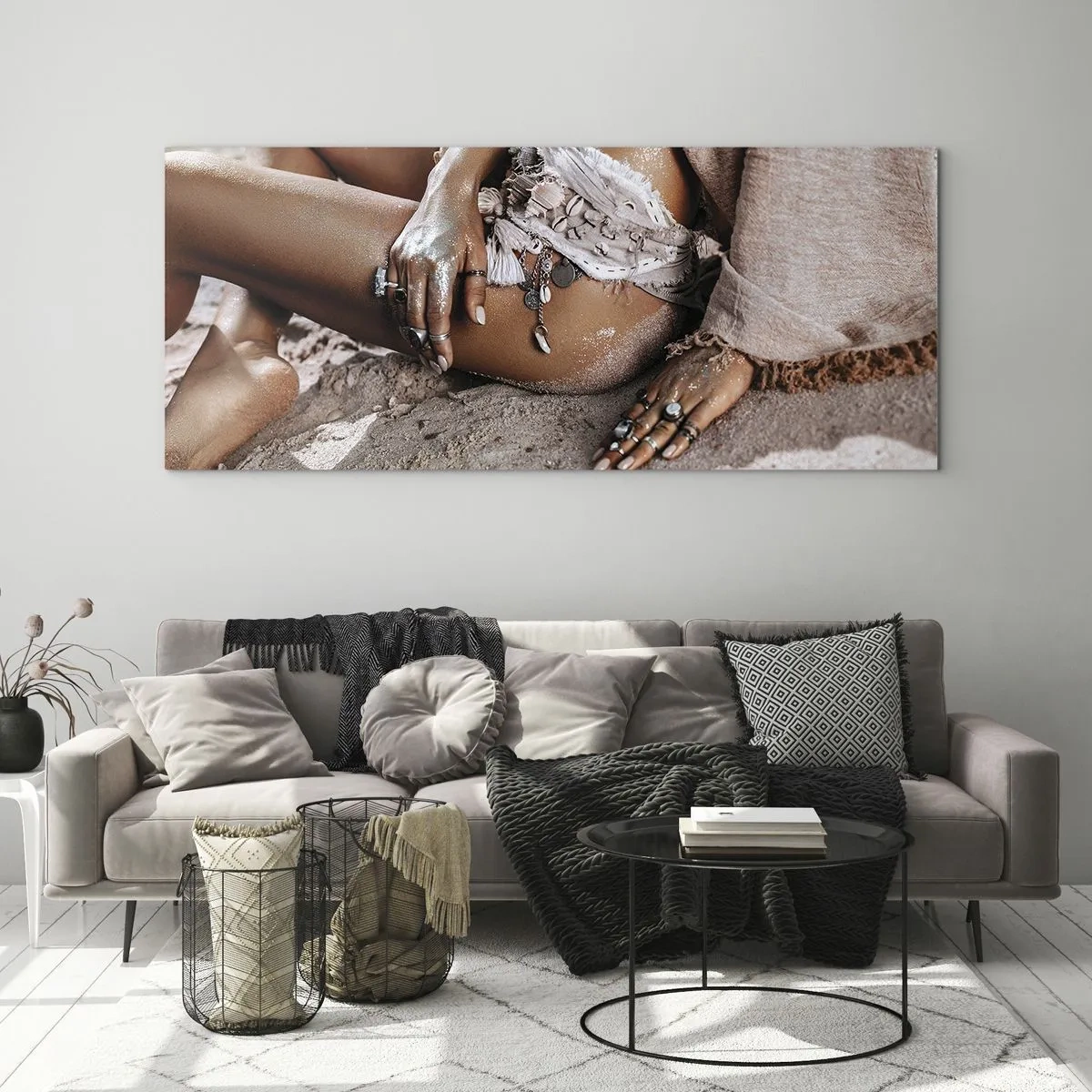 Schilderen op glas - Door de golven gegooid? - 120x50 cm