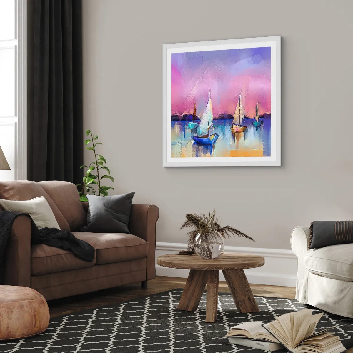 Poster in een witte lijst - Richting: breed water - 60x60 cm