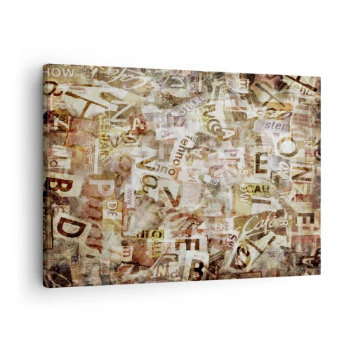 Schilderen op canvas - Abstracte compositie met letters en tekstfragmenten - 70x50cm - Ik verenig het gebabbel - Moderne wanddecoratie voor woonkamer en slaapkamer ARTTOR