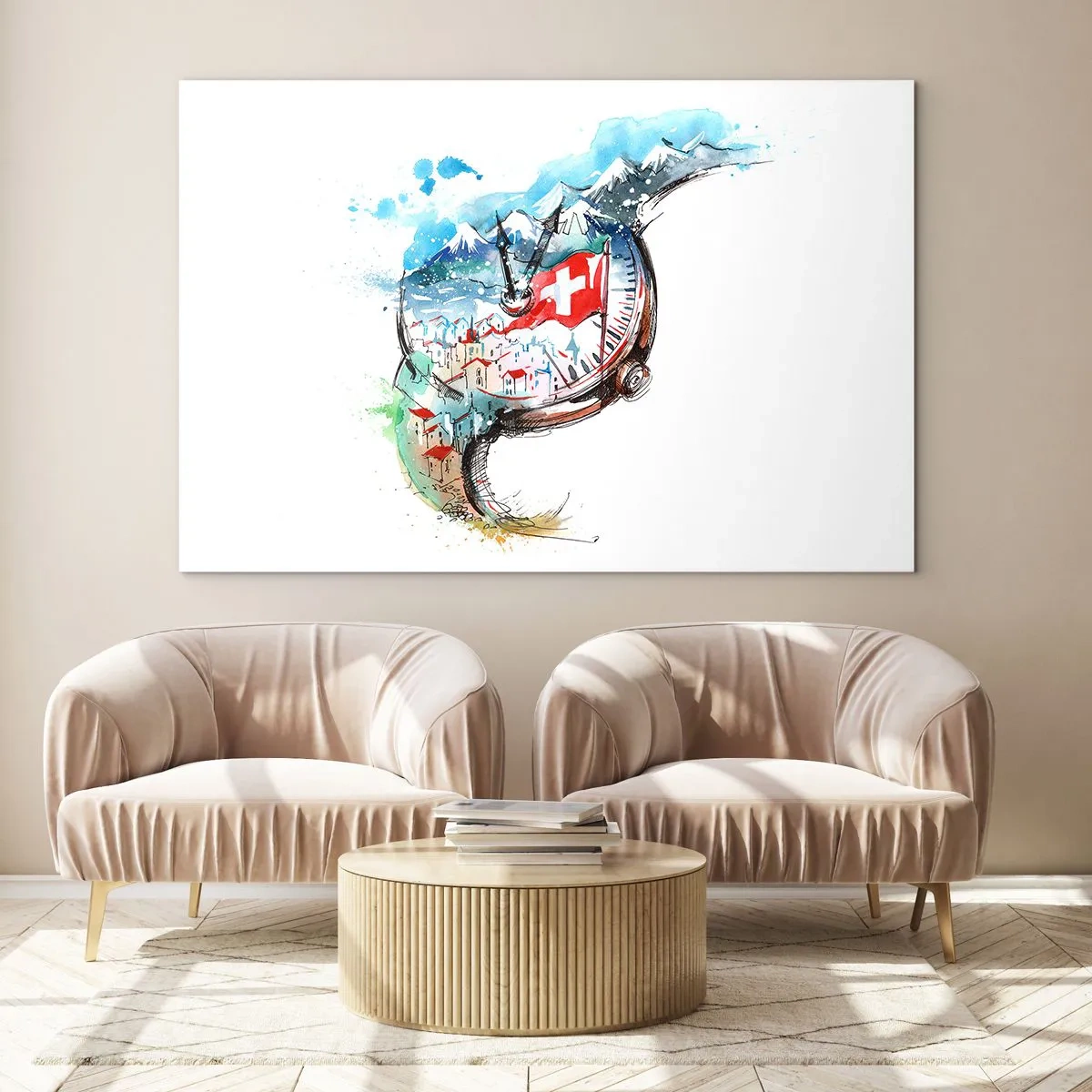 Schilderen op glas - De geest van Zwitserland - 100x70 cm