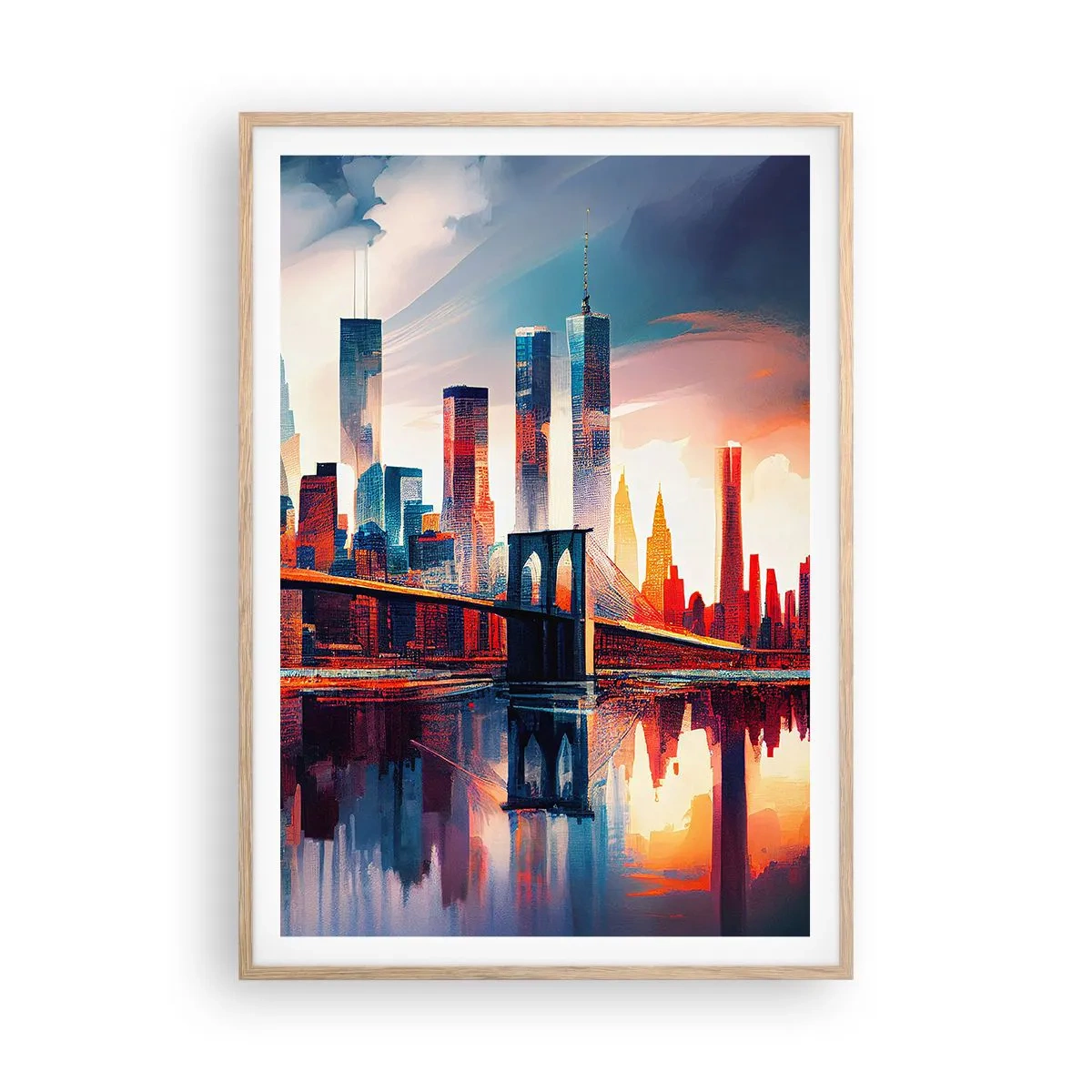 Een poster in een licht eiken lijst - Een droomachtig New York - 70x100 cm