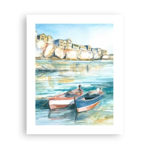 Poster - Azuurblauw landschap - 40x50 cm