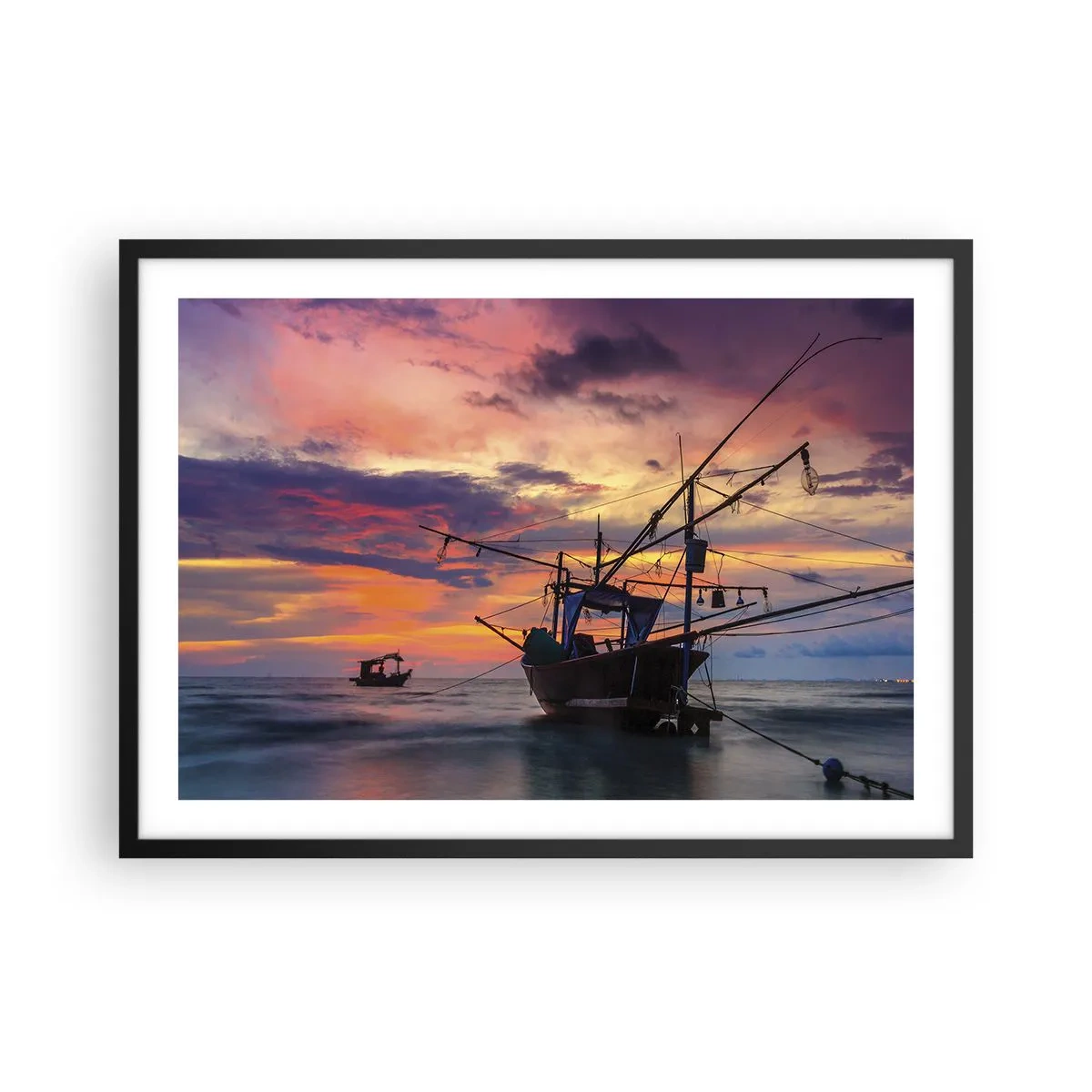 Poster in een zwarte lijst - Exotische avond - 70x50 cm