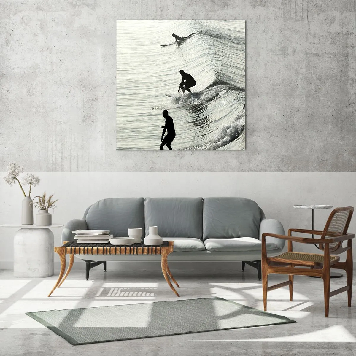 Schilderen op glas - Om de golf te ontmoeten - 40x40 cm