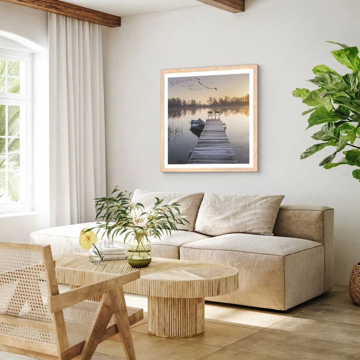 Een poster in een licht eiken lijst - Ik ben zo terug - 60x60 cm