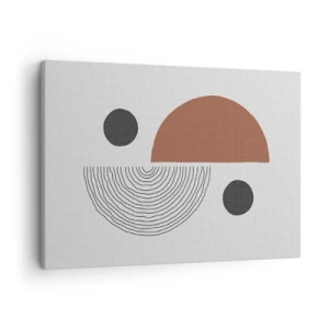 Schilderen op canvas - Geometrische vormen in tinten bruin en zwart - 70x50cm - Perfectie van het wiel - Moderne wanddecoratie voor woonkamer en slaapkamer ARTTOR