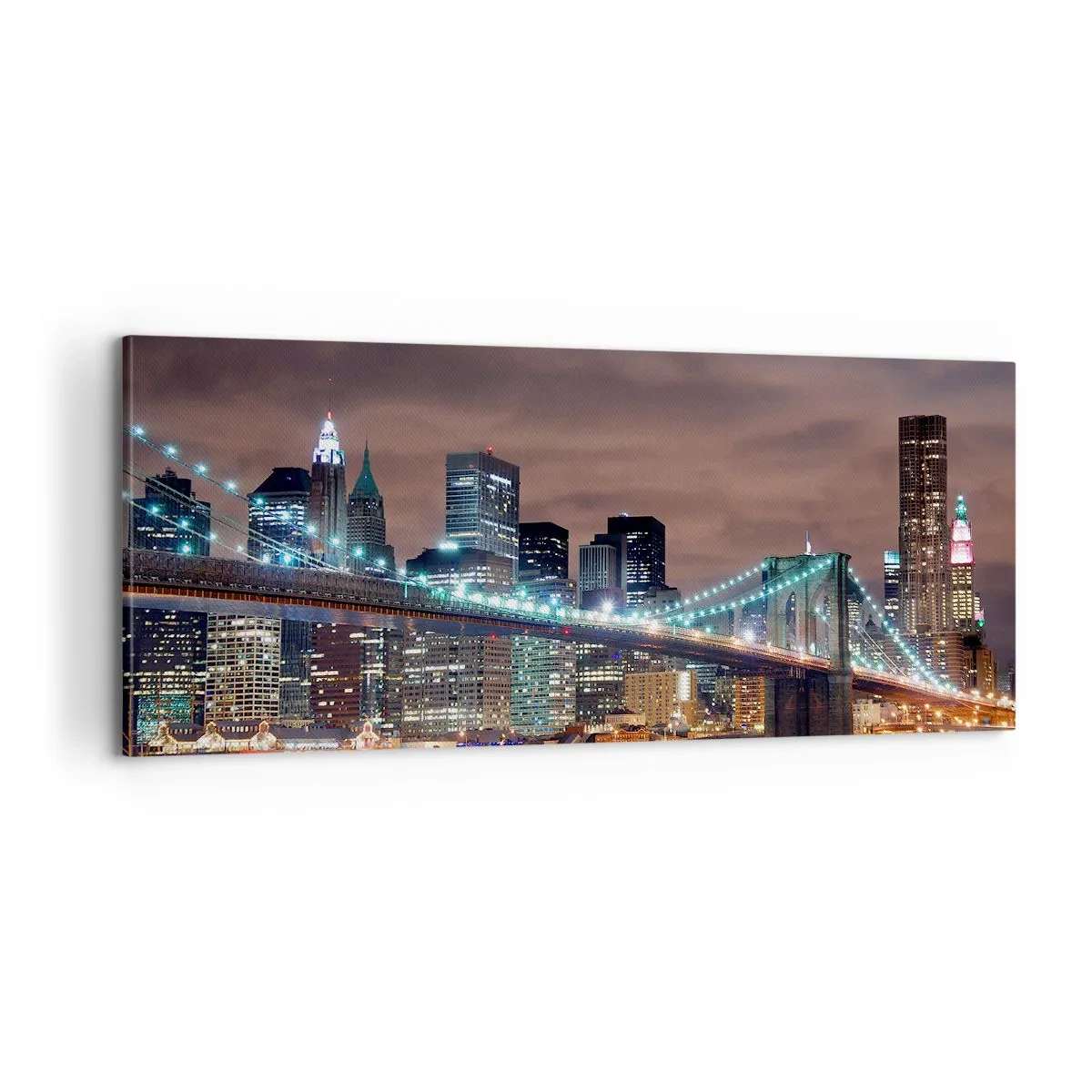 Schilderen op canvas - Lichten van een grote stad - 100x40 cm