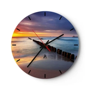Wandklok - Klok - Zonsondergang boven de kalme zee - 30x30cm - Luister naar de stilte - Moderne wanddecoratie voor woonkamer, keuken en slaapkamer ARTTOR