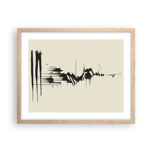 Een poster in een licht eiken lijst - Overhaaste abstractie - 50x40 cm