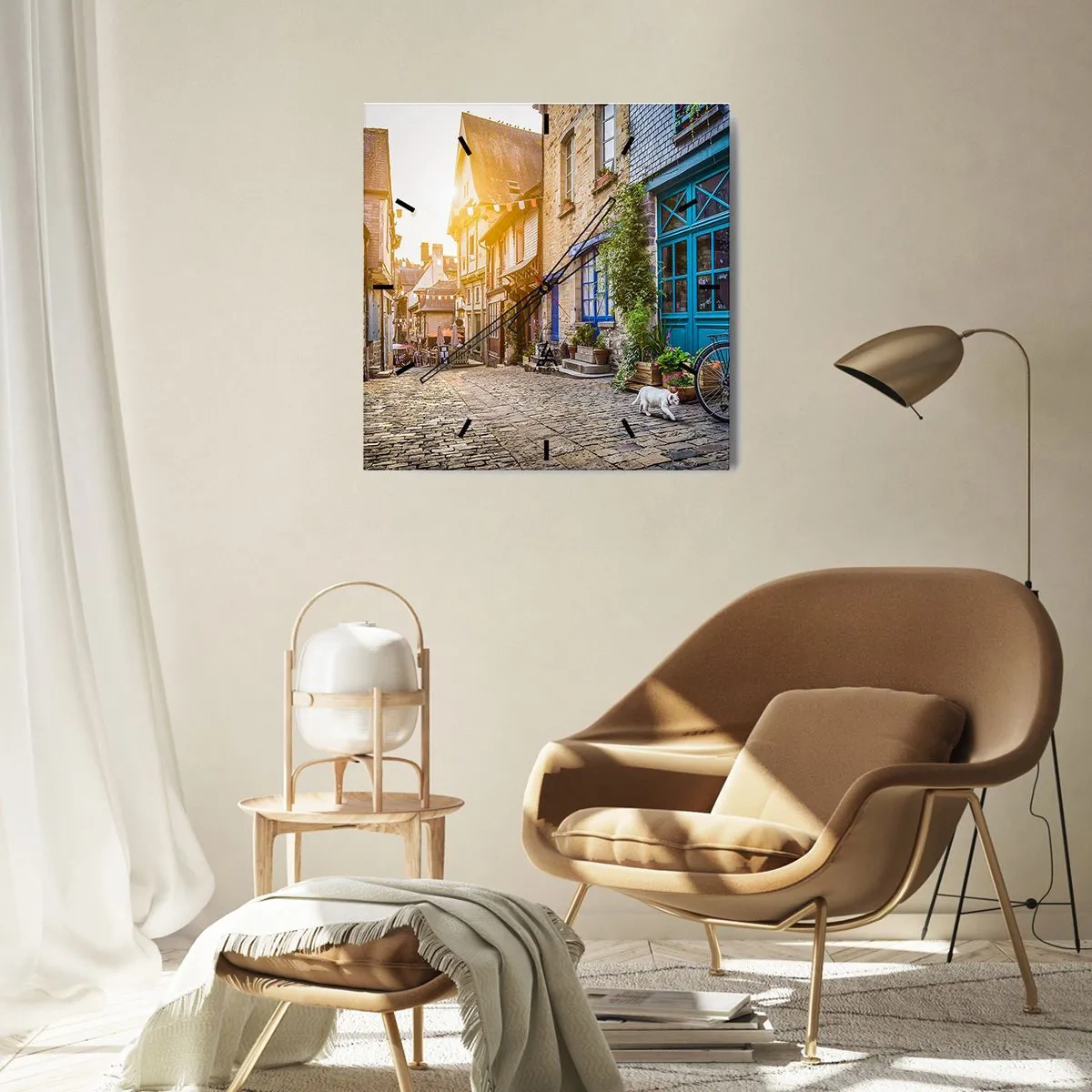 Wandklok - Klok - De witte geest van het stadje - 40x40 cm