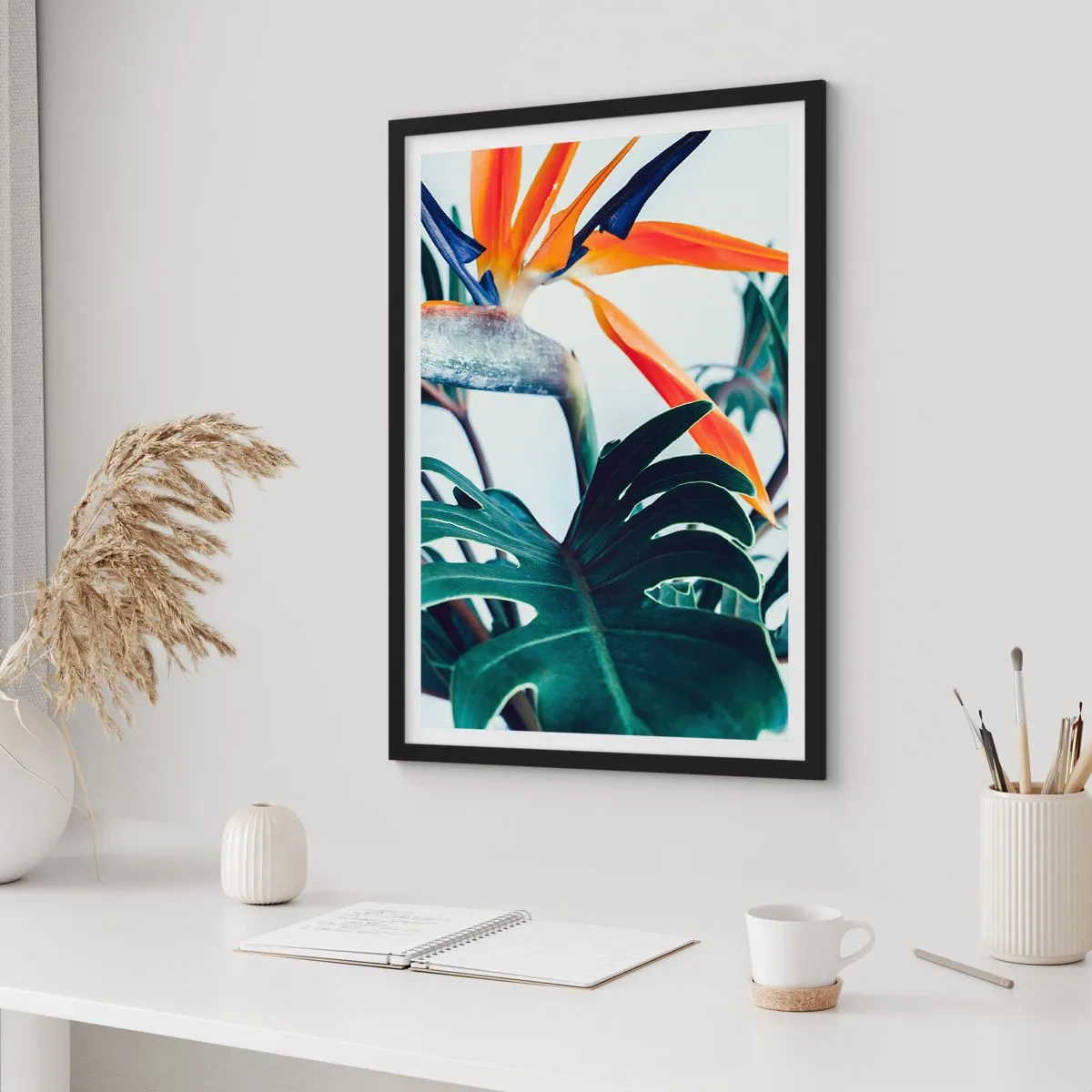 Poster in een zwarte lijst - Vogelstruik - 30x40 cm