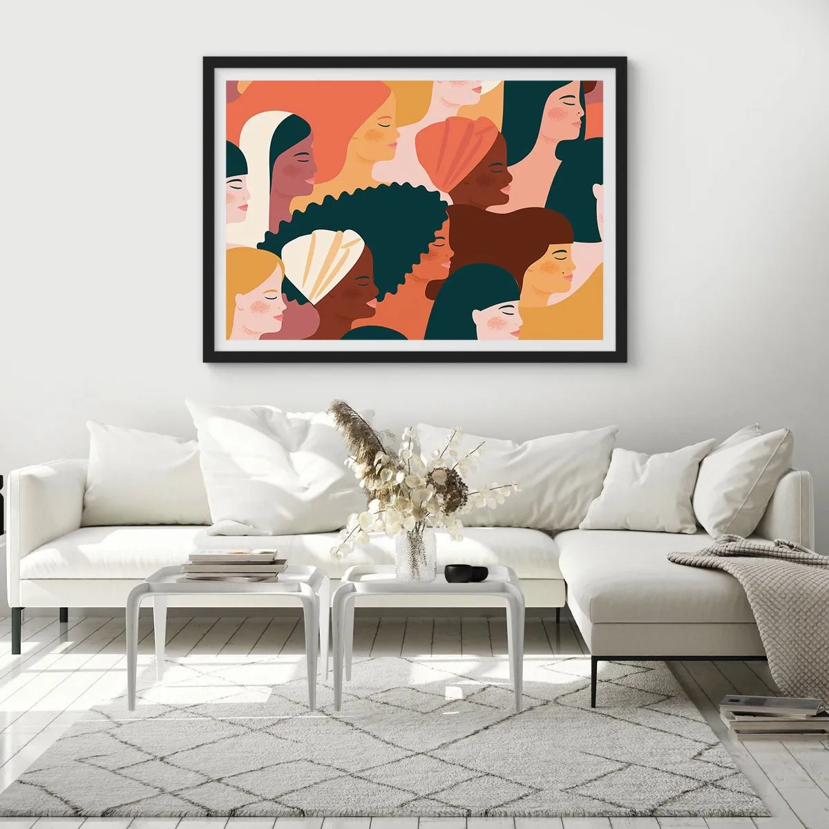 Poster in een zwarte lijst - Alleen vrouwelijkheid - 100x70 cm