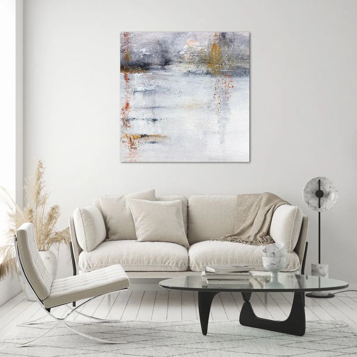 Schilderen op glas - Achter de luchtgordijn - 40x40 cm