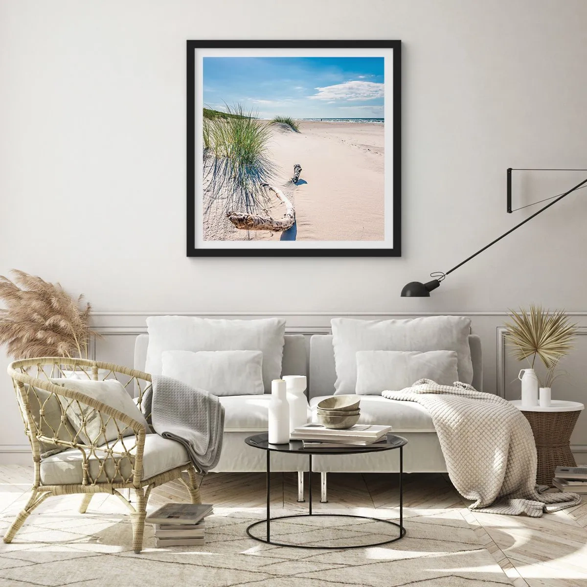 Poster in een zwarte lijst - De mooiste zandstrand? Oostzee-strand - 50x50 cm