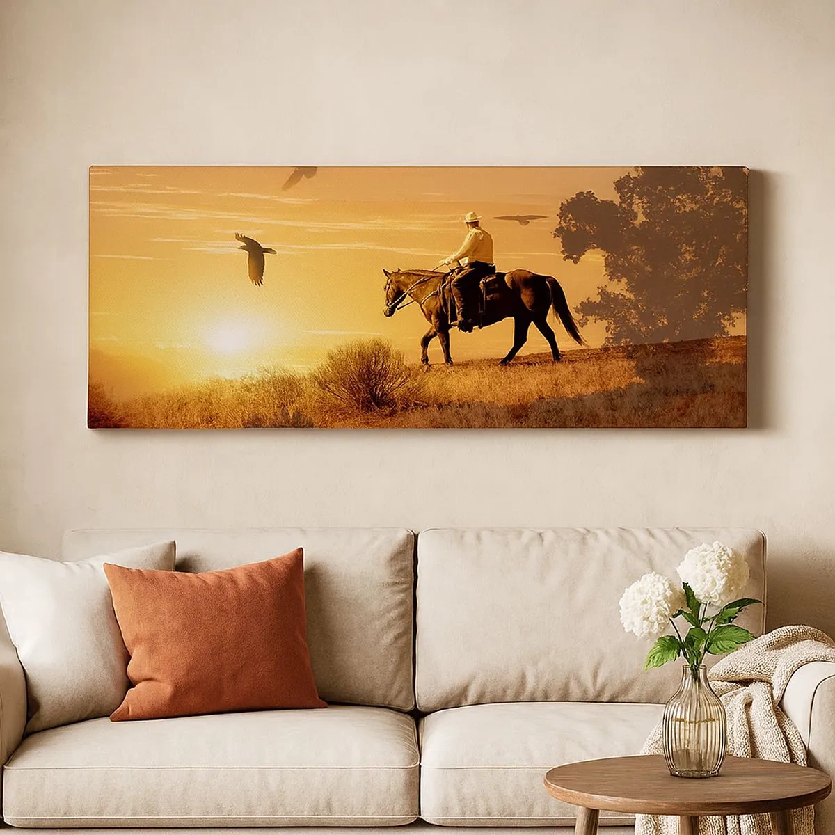 Schilderen op canvas - Alleen over de prairie - 100x40 cm
