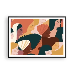 Poster in een zwarte lijst - Alleen vrouwelijkheid - 100x70 cm