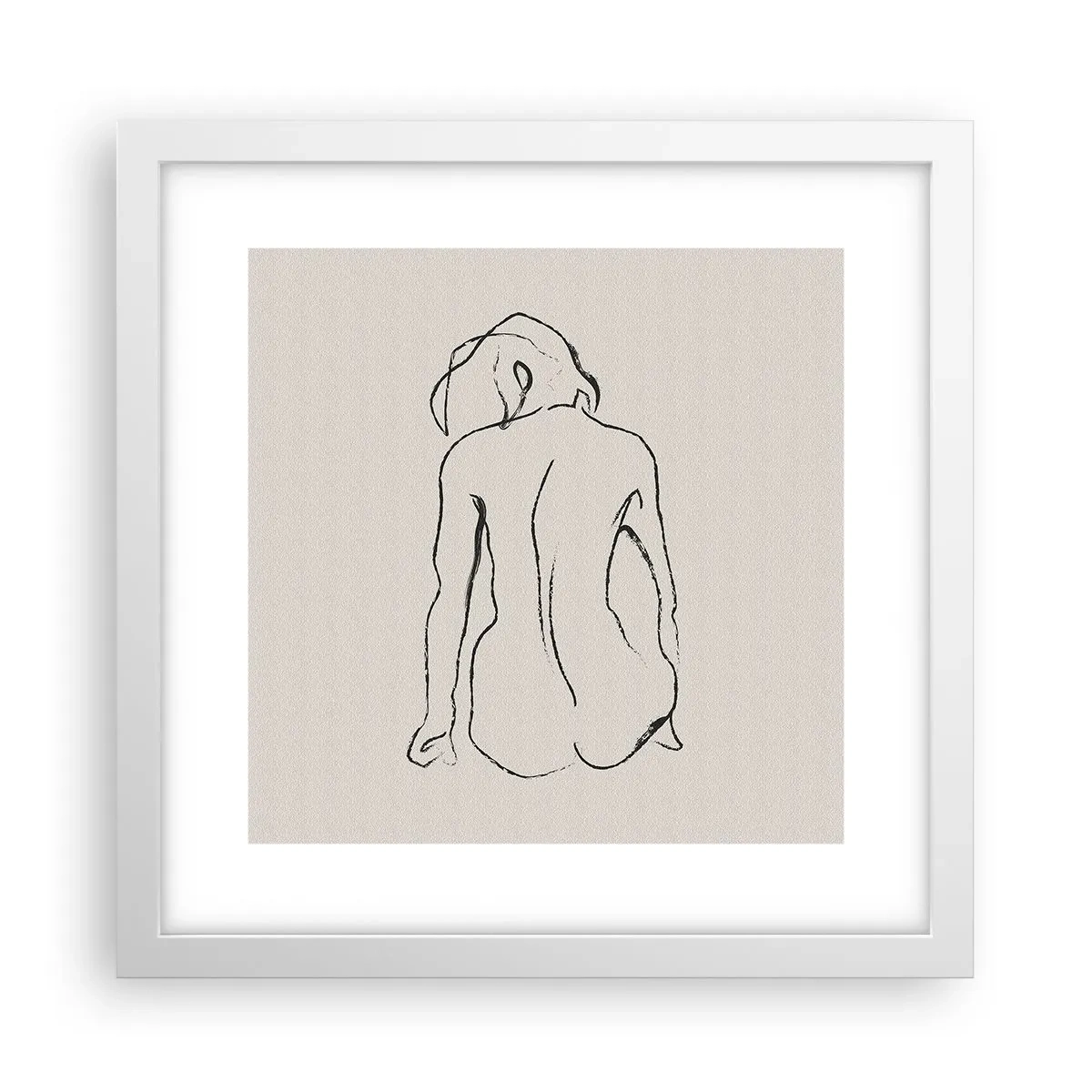 Poster in een witte lijst - Naakt meisje - 30x30 cm