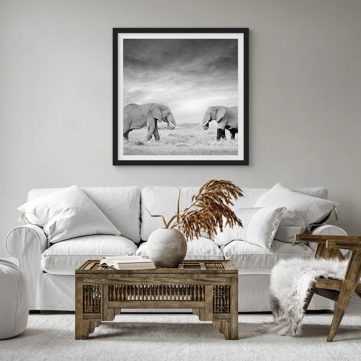 Poster in een zwarte lijst - Grijs is mooi - 30x30 cm