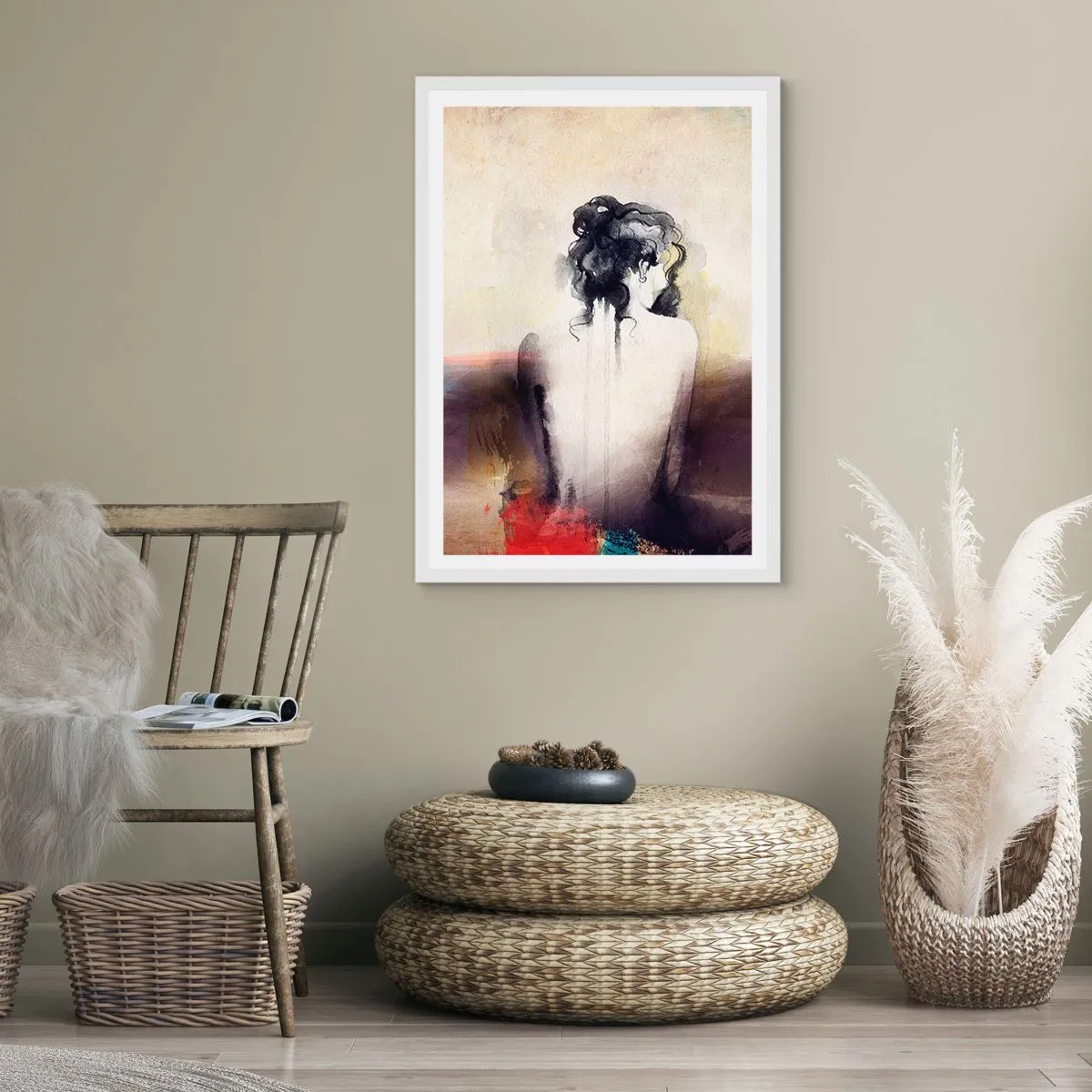 Poster in een witte lijst - Vloeiende lijnen, ovale vormen - 50x70 cm