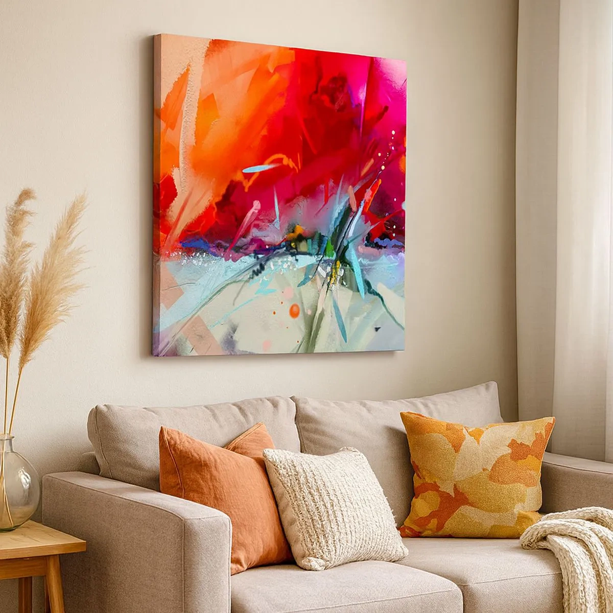 Schilderen op canvas - Een explosie van licht en kleuren - 30x30 cm