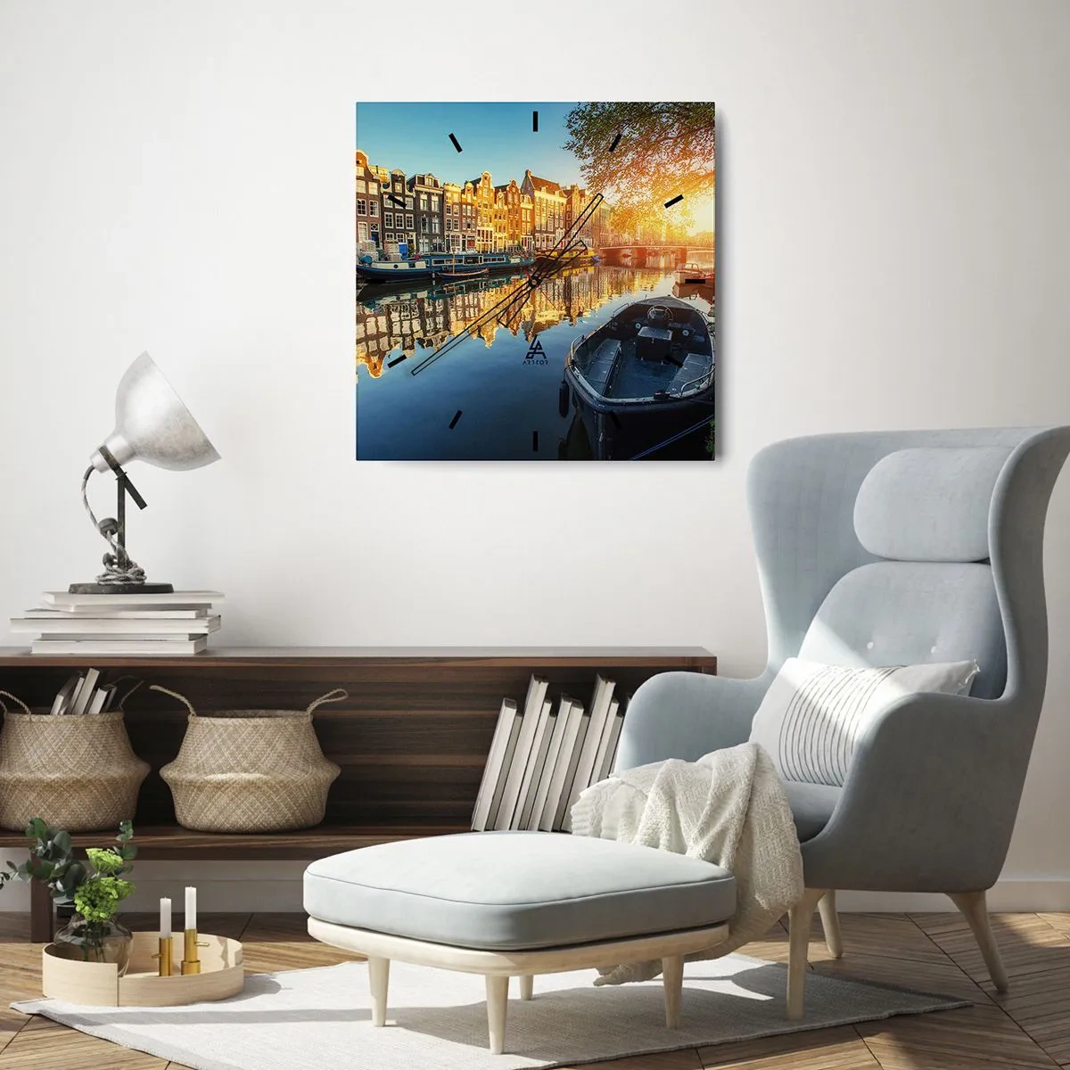 Wandklok - Klok - Ochtend in Amsterdam - 40x40 cm
