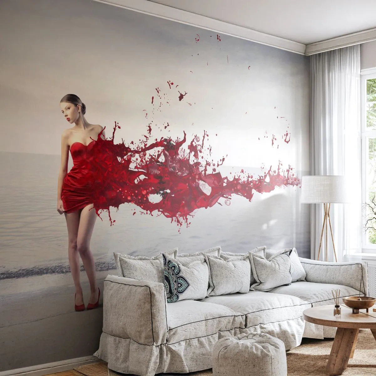 Zelfklevend Fotobehang Deluxe Sticker - Gepassioneerd als scharlaken - Vrouw, Model, Grafisch - 250x175 cm