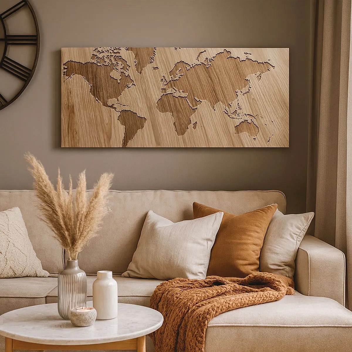 Schilderen op canvas - De wereld ligt op tafel - 100x40 cm