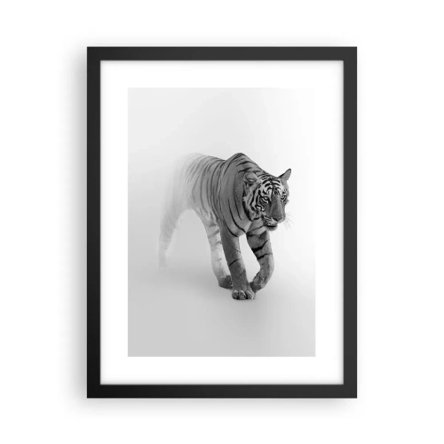 Poster in een zwarte lijst - Gehurkt in de mist - 30x40 cm