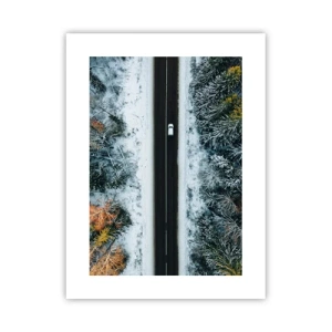 Poster - Snijd door het winterbos - 30x40 cm