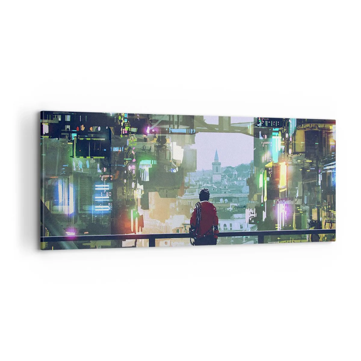 Schilderen op canvas - Twee werelden - 100x40 cm