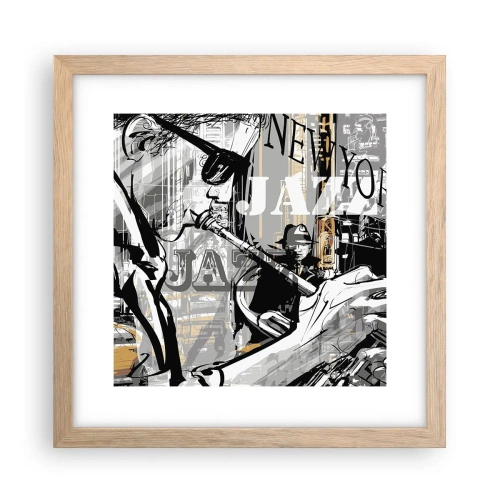 Een poster in een licht eiken lijst - Op het ritme van New York - 30x30 cm