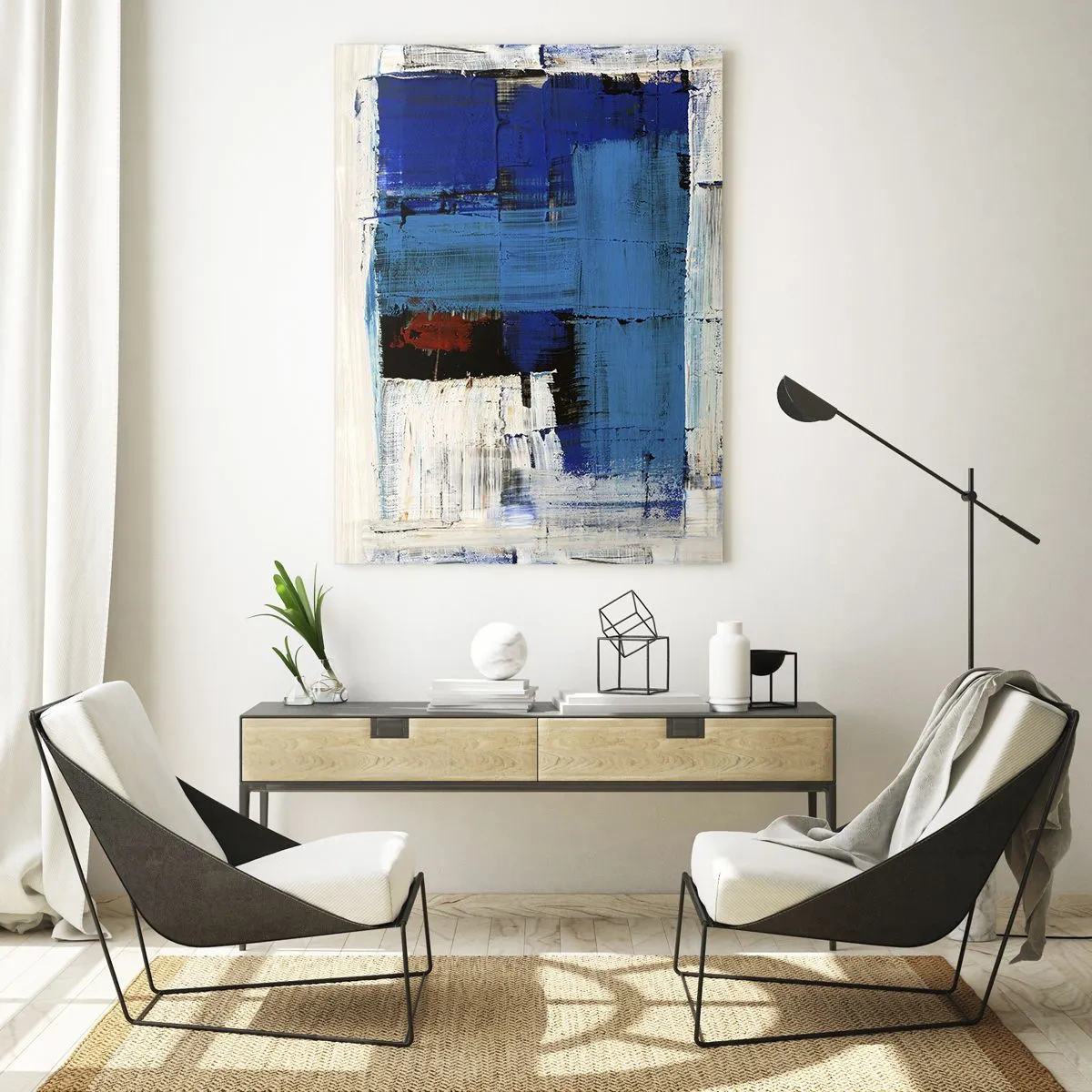 Schilderen op glas - Het geheim van blauw - 80x120 cm