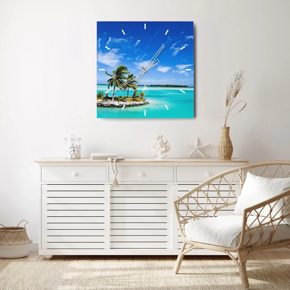 Wandklok - Klok - Een paradijs op aarde - 40x40 cm