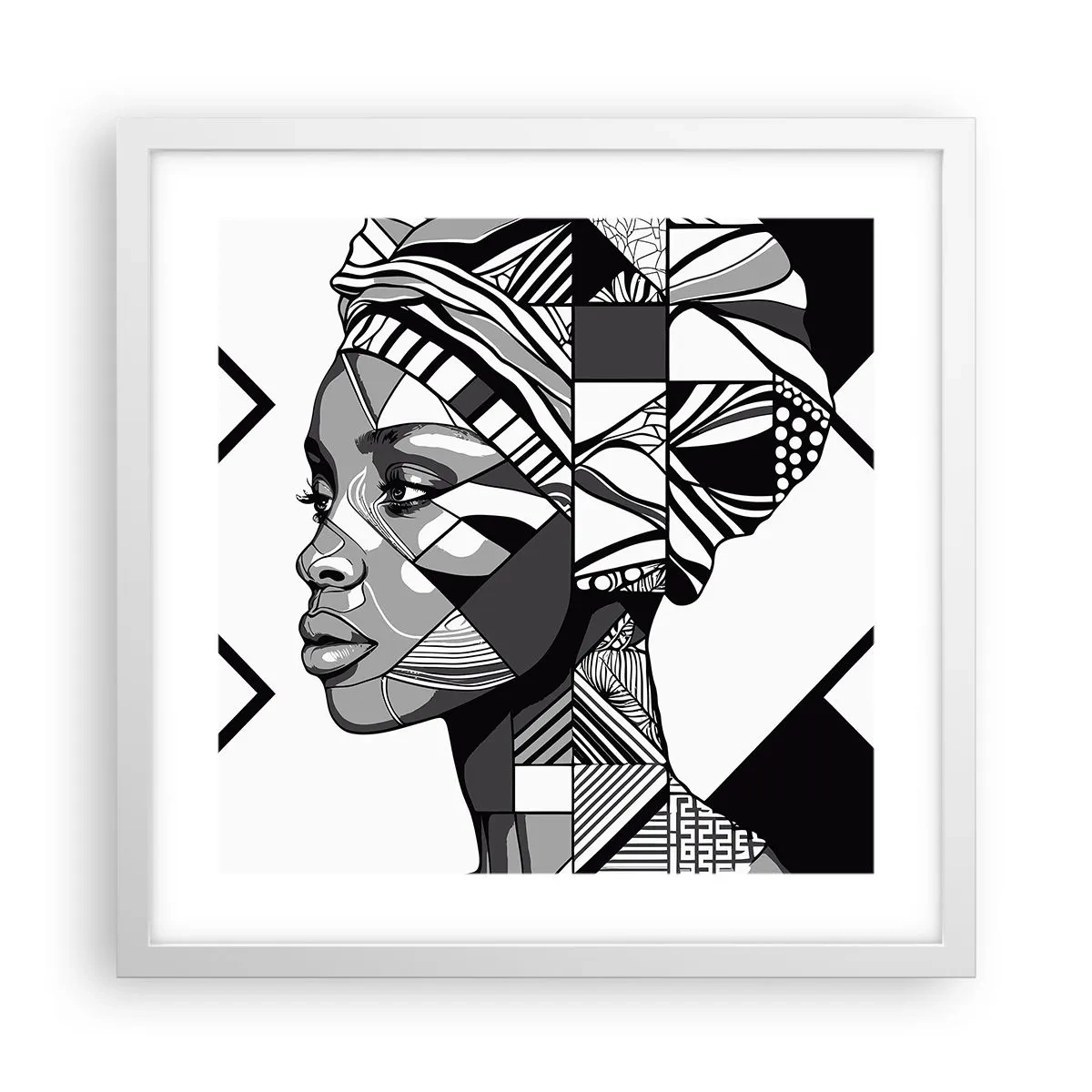Poster in een witte lijst - Etnisch portret - 40x40 cm