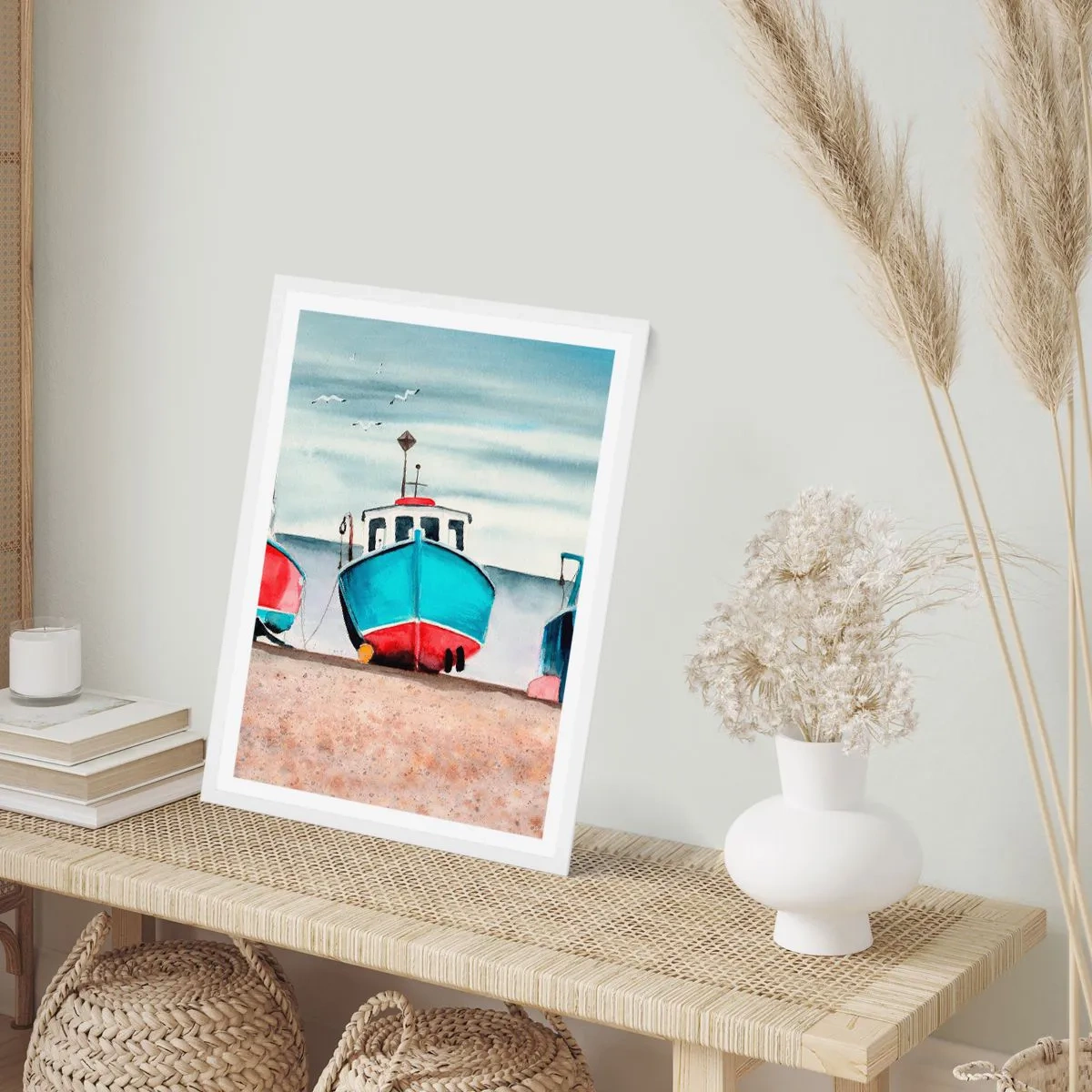 Poster in een witte lijst - Klaar om te vissen - 61x91 cm