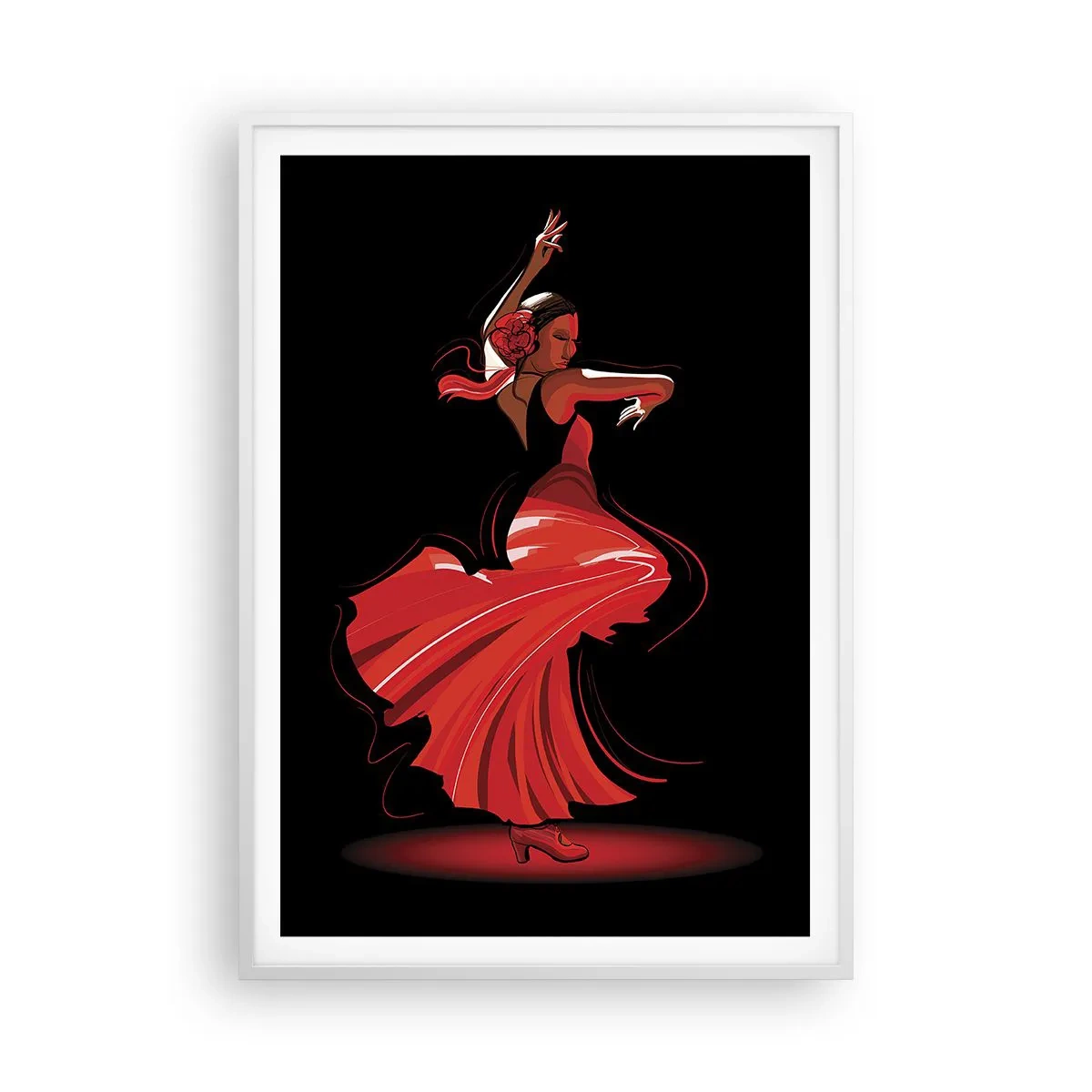 Poster in een witte lijst - De vurige geest van flamenco - 70x100 cm