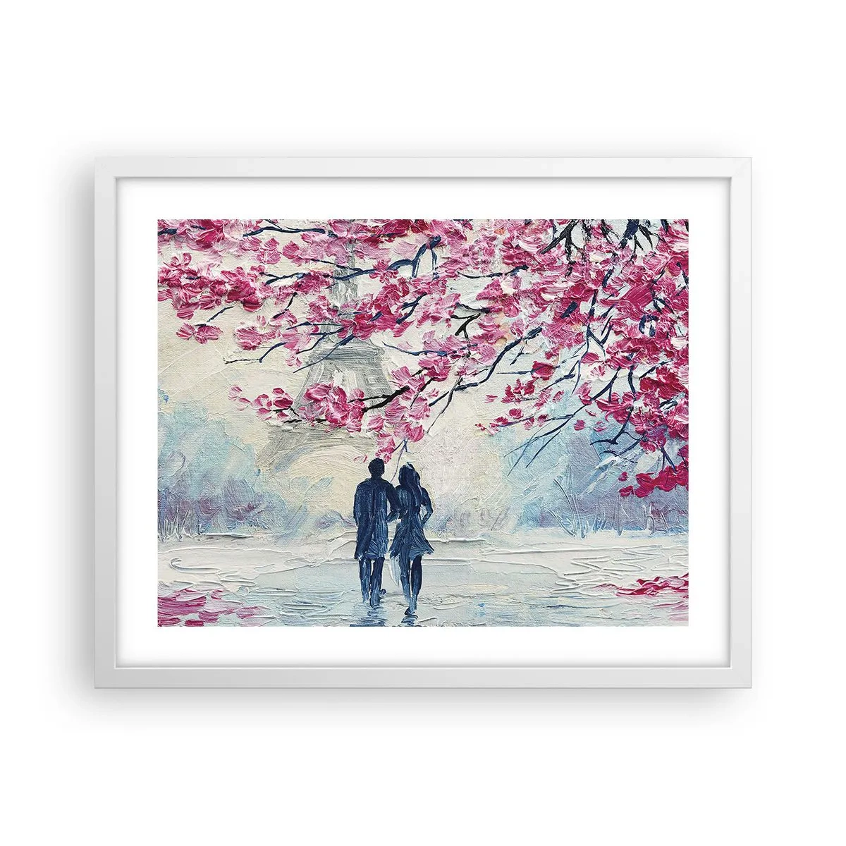 Poster in een witte lijst - Een romantische wandeling - 50x40 cm