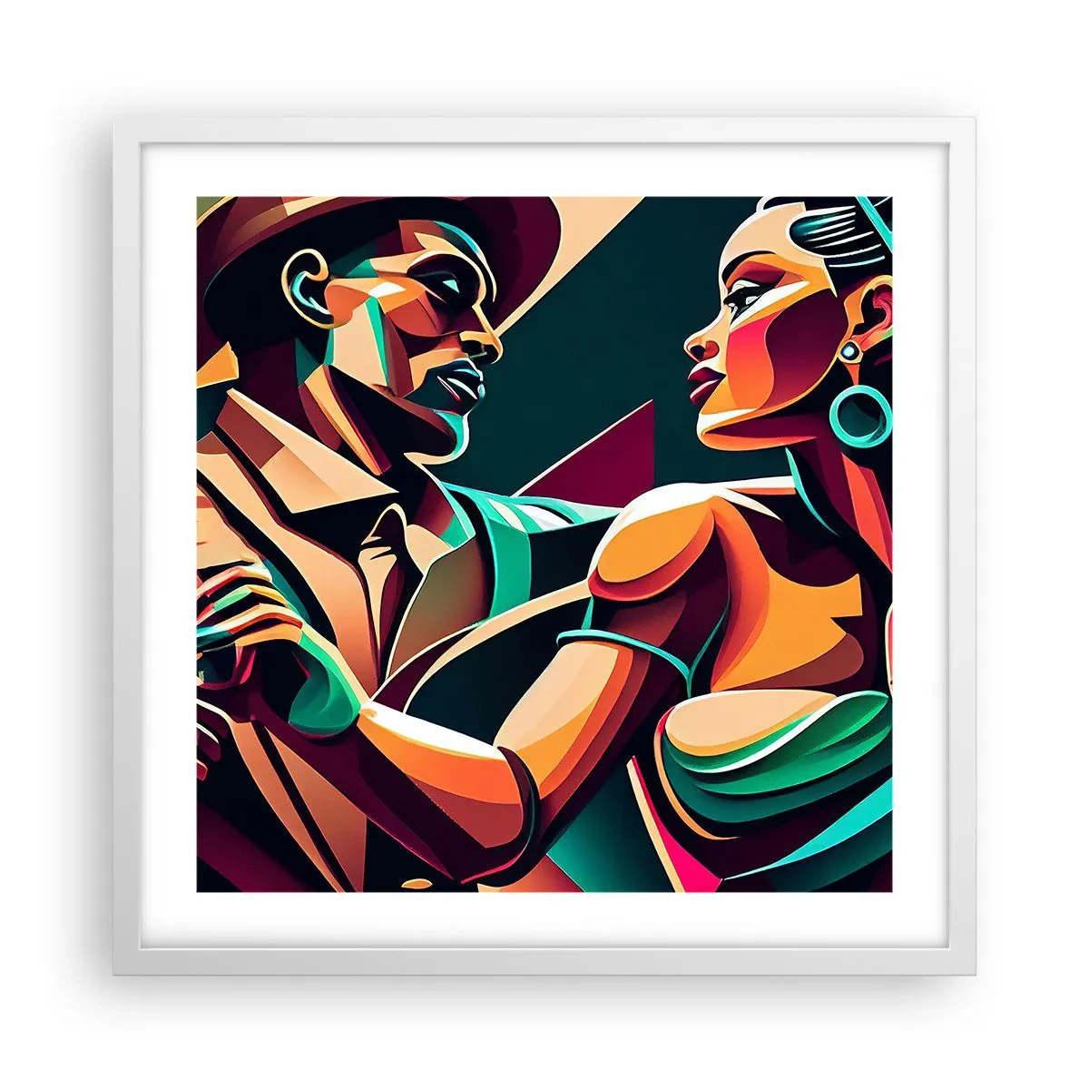 Poster in een witte lijst - In het ritme van het hart - 50x50 cm