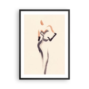 Poster in een zwarte lijst - Minimalistisch vrouwelijk silhouet - 50x70cm - Uit de gouden jaren van Hollywood - Moderne wanddecoratie voor woonkamer en slaapkamer ARTTOR