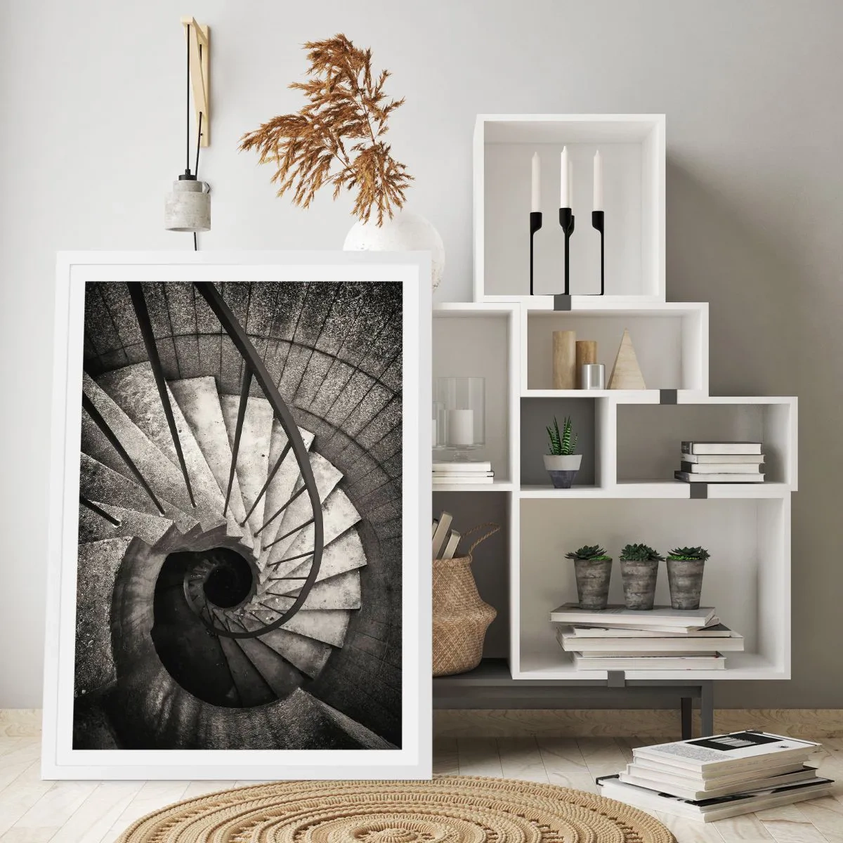 Poster in een witte lijst - De trap op, de trap af - 50x70 cm