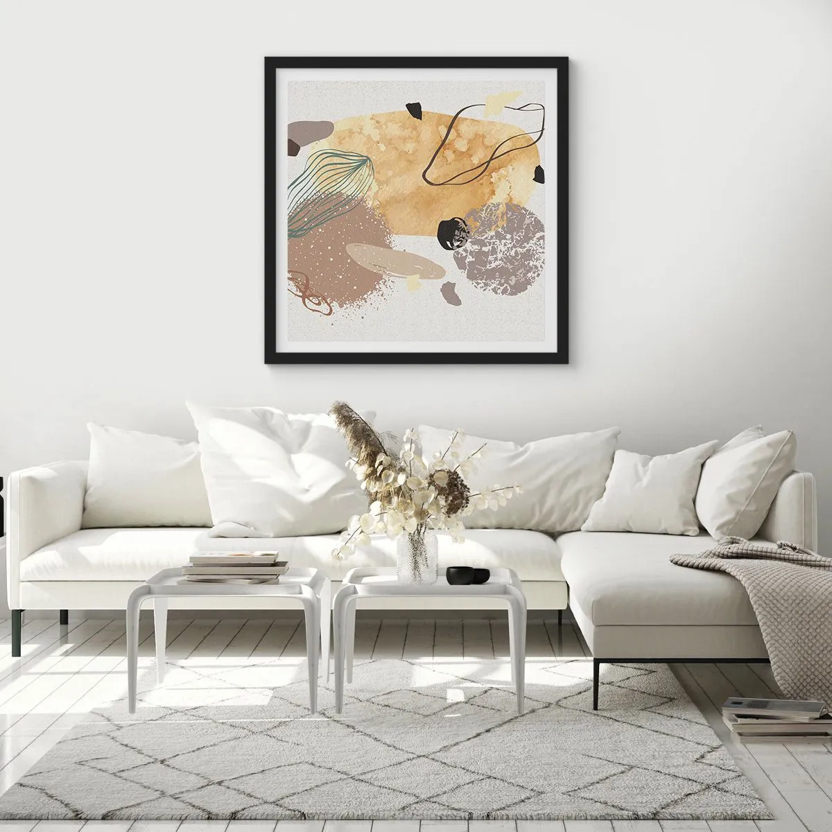 Poster in een zwarte lijst - Toegepaste plumcologie - 60x60 cm