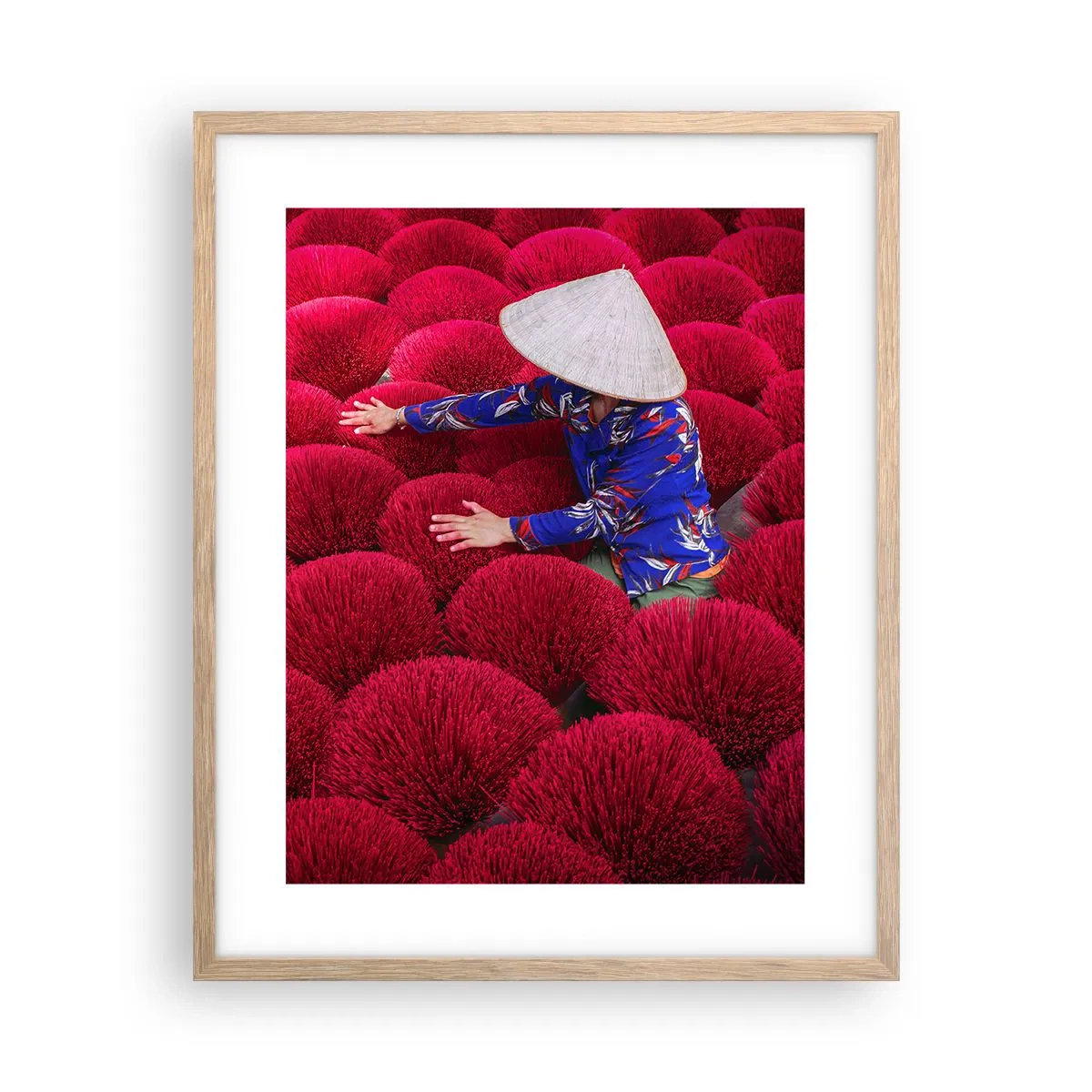 Een poster in een licht eiken lijst - In het rijstveld - 40x50 cm