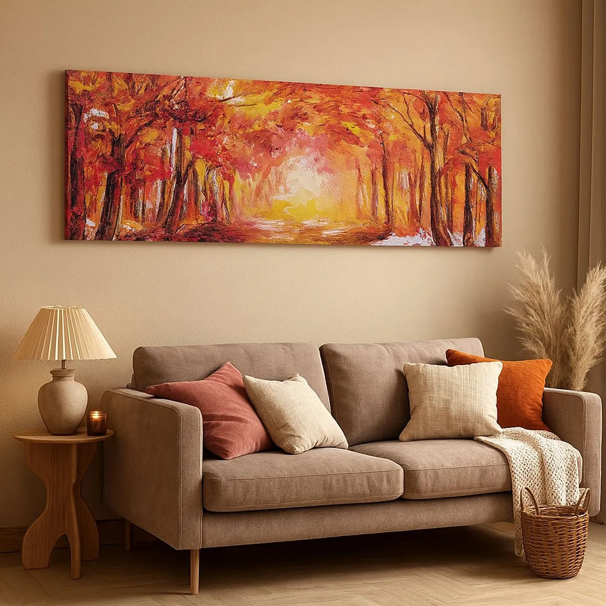 Schilderen op canvas - Koperen bos - 100x40 cm